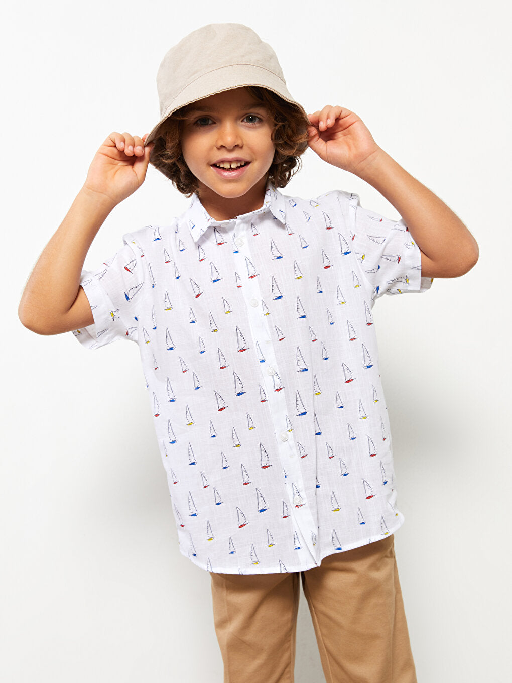 Patterned Short Sleeve Boy's Shirt