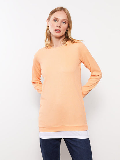 Crew Neck Plain Long Sleeve Women's Tunic