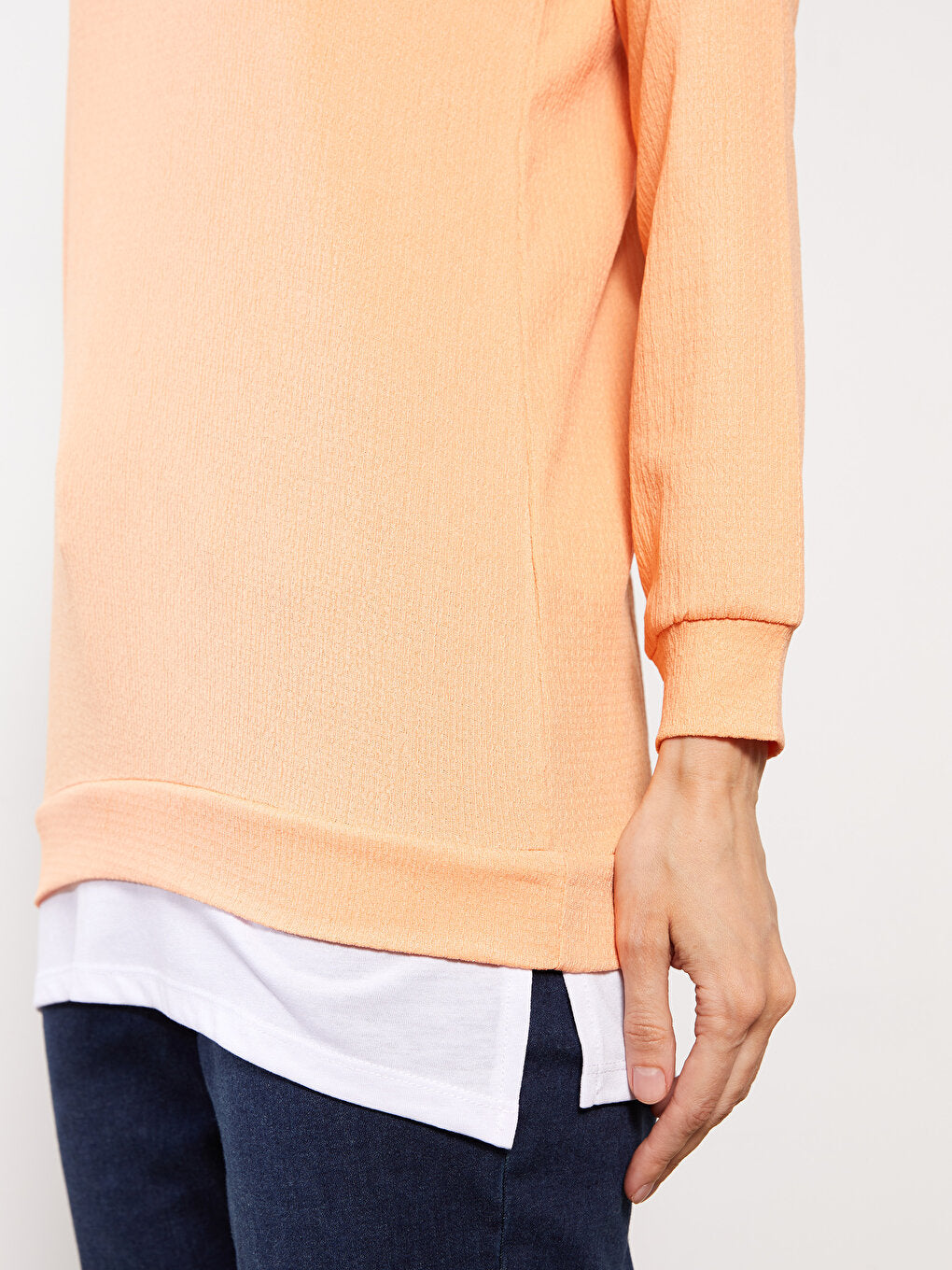 Crew Neck Plain Long Sleeve Women's Tunic