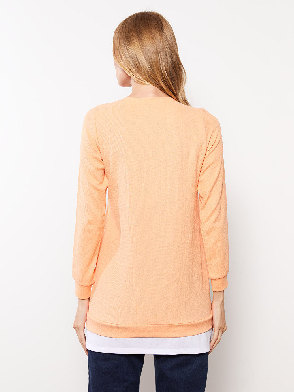 Crew Neck Plain Long Sleeve Women's Tunic