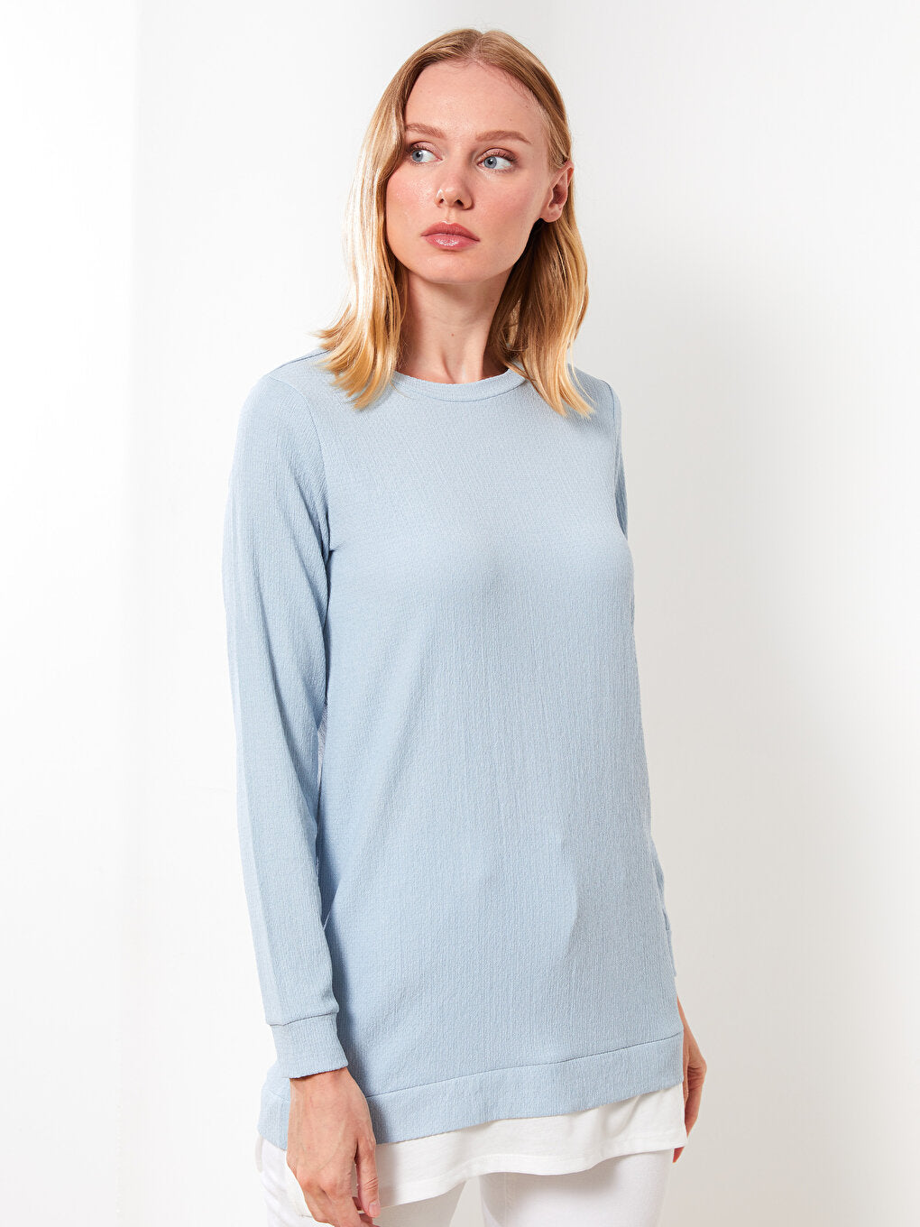 Crew Neck Plain Long Sleeve Women's Tunic