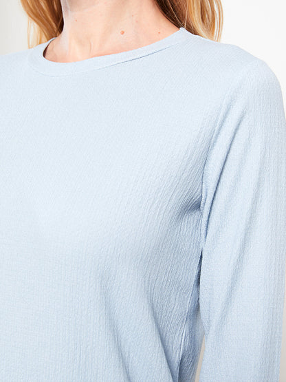 Crew Neck Plain Long Sleeve Women's Tunic