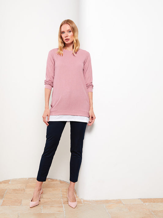 Crew Neck Plain Long Sleeve Women's Tunic