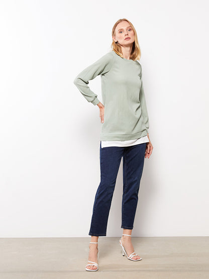 Crew Neck Plain Long Sleeve Women's Tunic