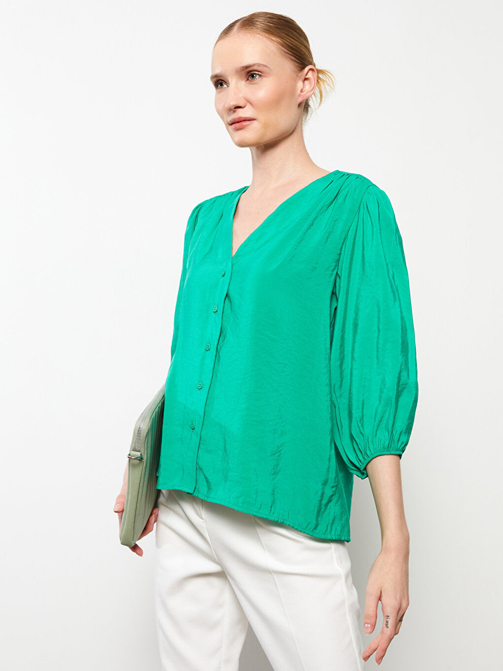 V-Neck Plain Women's Shirt