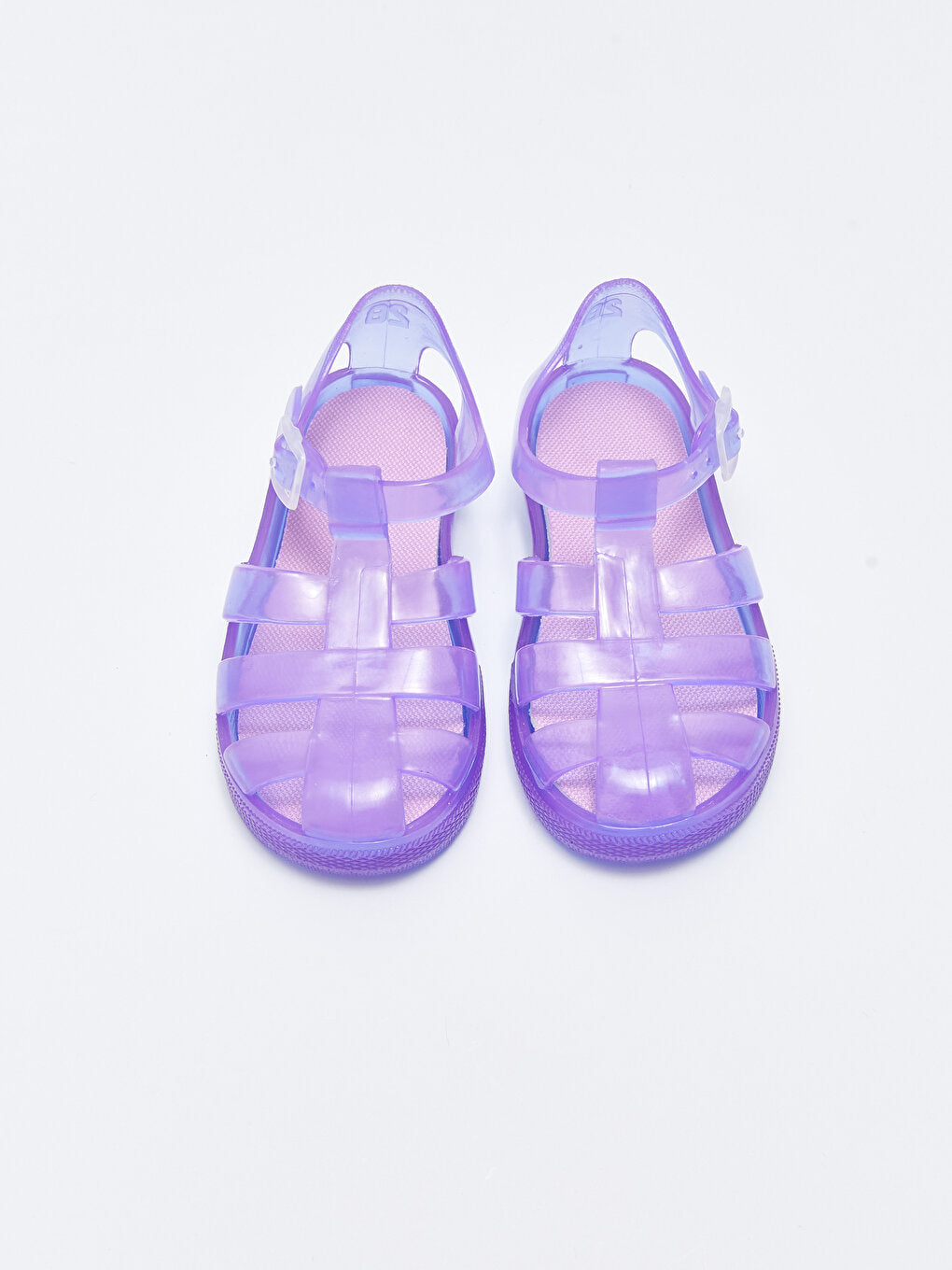 Transparent Banded Buckle Detailed Girls' Sandals