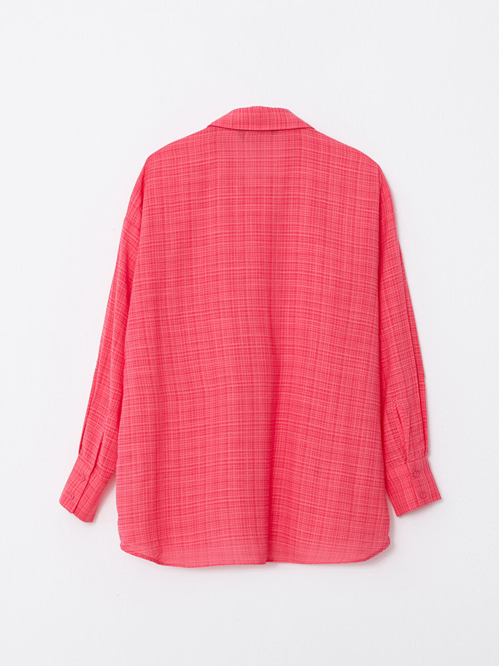 Front Button Closure Self-Patterned Long Sleeve Women's Shirt