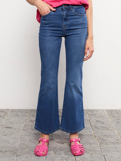 Flare Straight Pocket Detailed Women's Jean Trousers