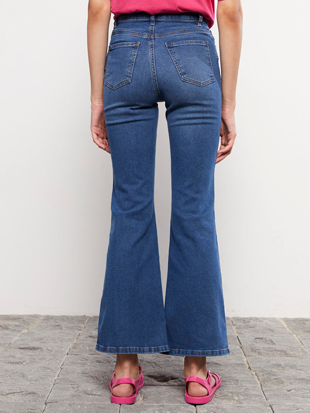 Flare Straight Pocket Detailed Women's Jean Trousers