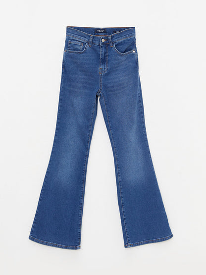 Flare Straight Pocket Detailed Women's Jean Trousers