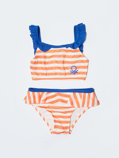 Striped Girl's Bikini Made of Flexible Fabric