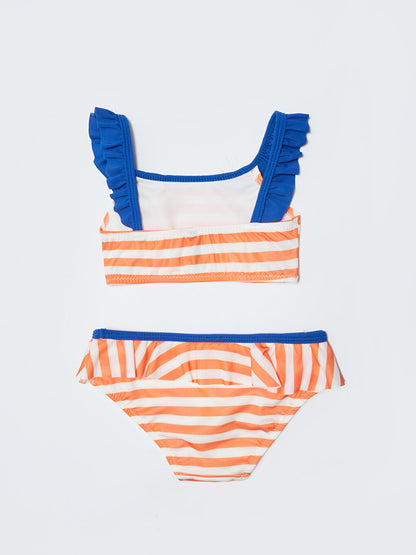 Striped Girl's Bikini Made of Flexible Fabric