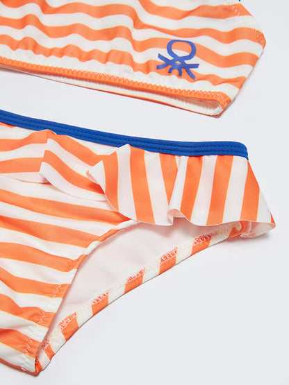 Striped Girl's Bikini Made of Flexible Fabric