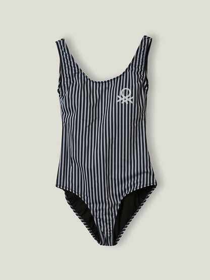 U-Neck Striped Women's Swimsuit