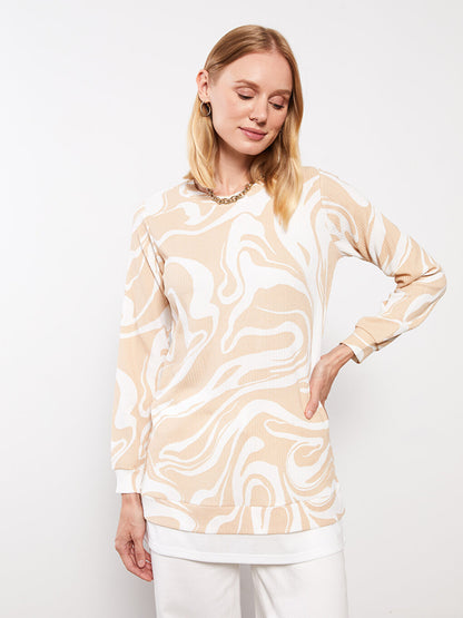 Crew Neck Patterned Long Sleeve Women's Tunic