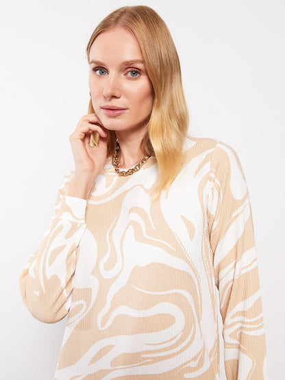 Crew Neck Patterned Long Sleeve Women's Tunic