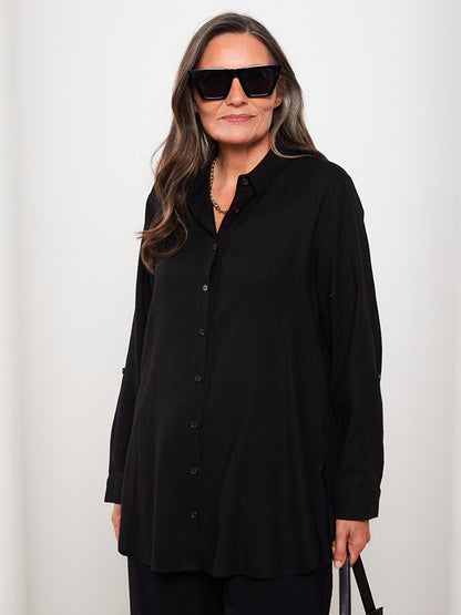 Plain Long Sleeve Women's Shirt Tunic