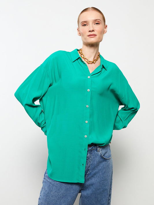 Plain Long Sleeve Viscose Women's Shirt