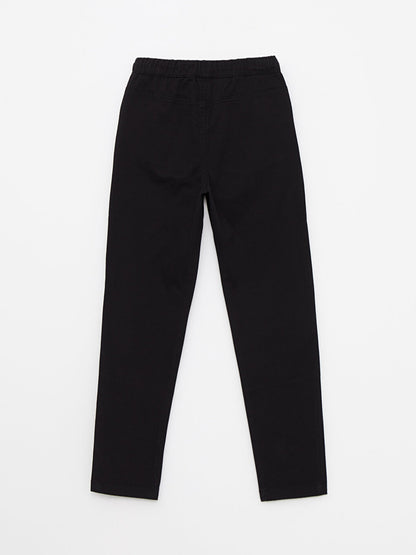 Slim Fit Boy's Gabardine Trousers with Elastic Waist