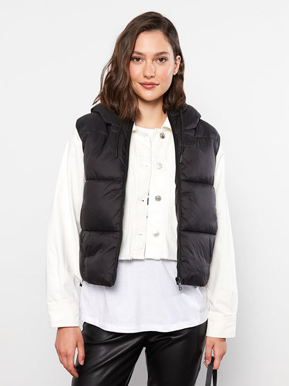 Women's Hooded Plain Puffer Vest