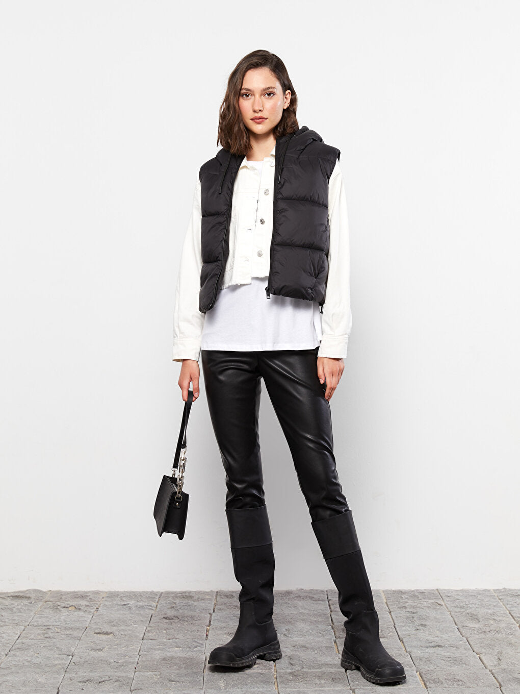 Women's Hooded Plain Puffer Vest