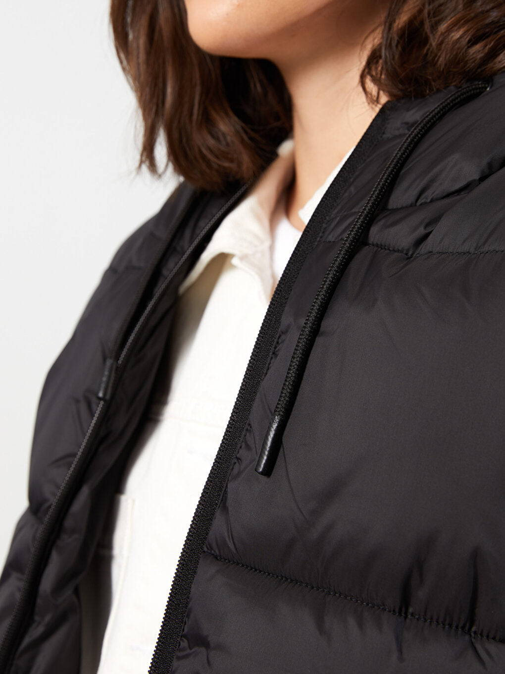 Women's Hooded Plain Puffer Vest