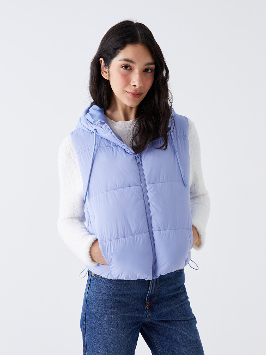 Women's Hooded Plain Puffer Vest