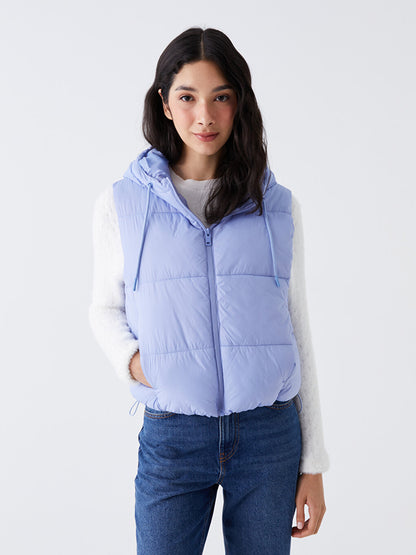 Women's Hooded Plain Puffer Vest