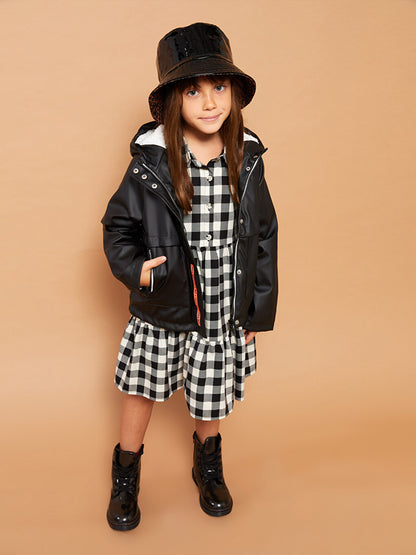 Hooded Printed Girl's Coat