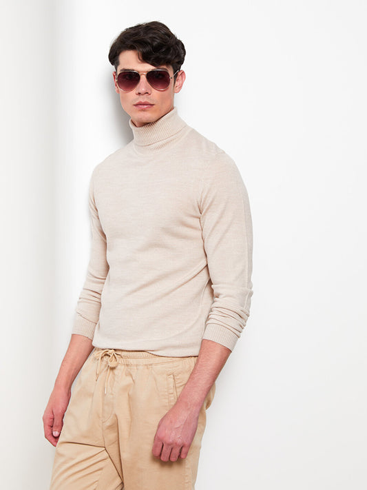 Turtleneck Long Sleeve Men's Knitwear Sweater