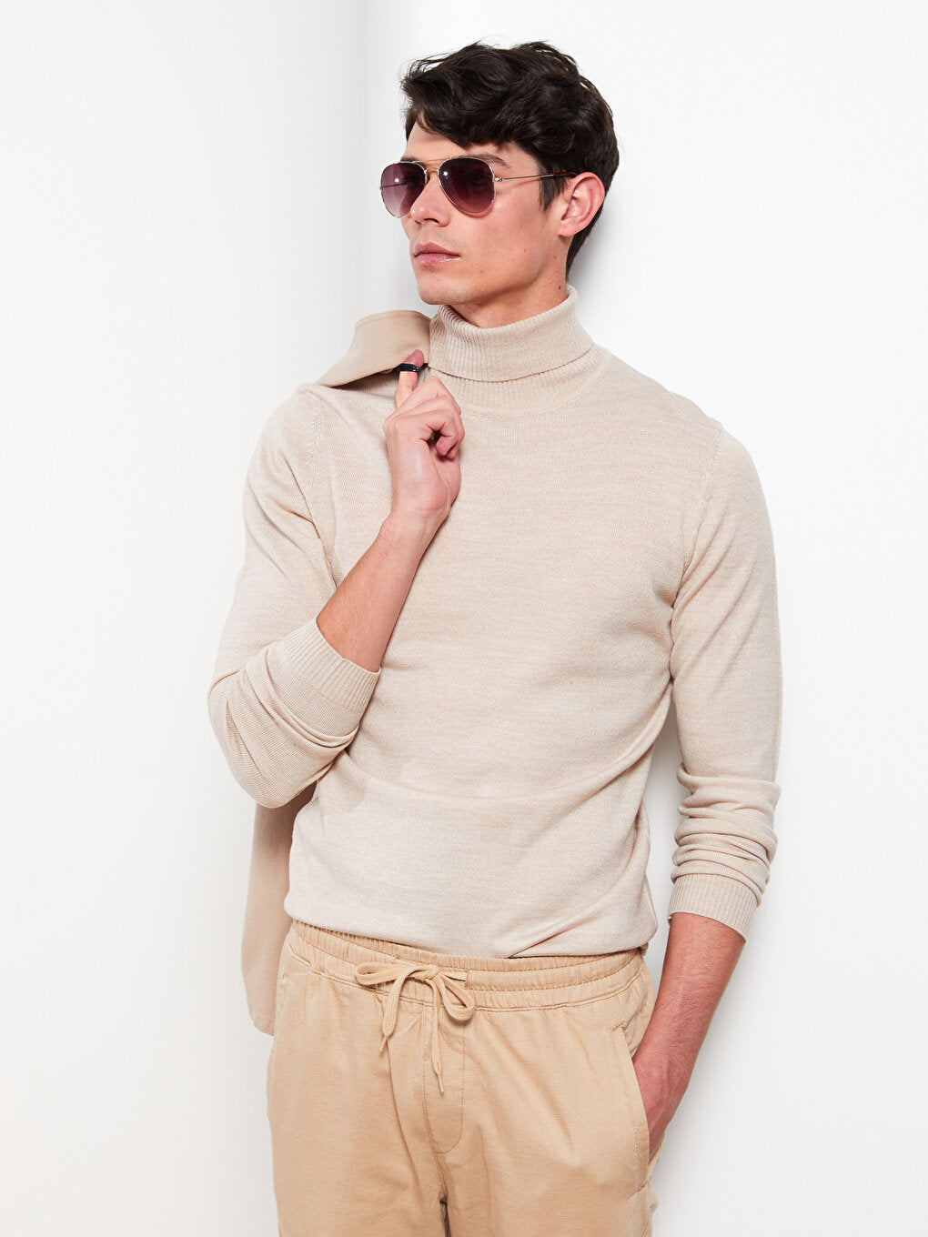 Turtleneck Long Sleeve Men's Knitwear Sweater