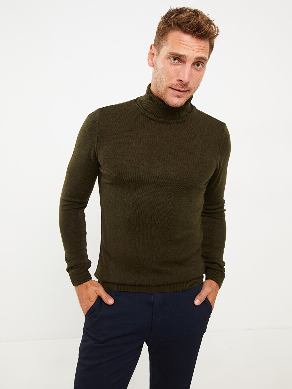 Turtleneck Long Sleeve Men's Knitwear Sweater