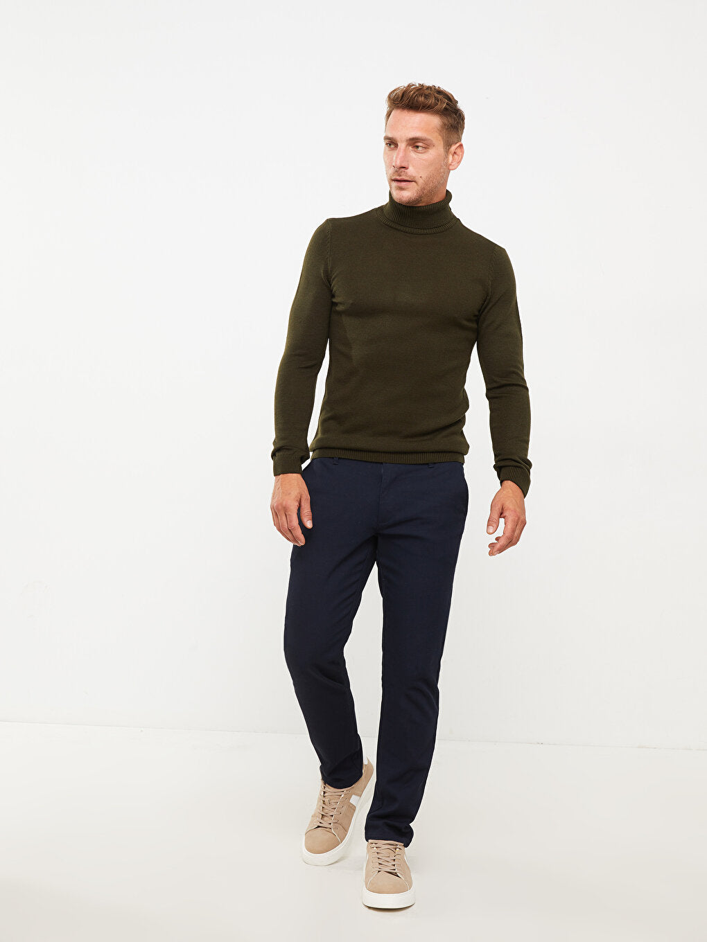 Turtleneck Long Sleeve Men's Knitwear Sweater