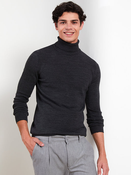 Turtleneck Long Sleeve Men's Knitwear Sweater