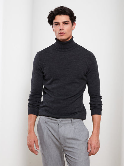 Turtleneck Long Sleeve Men's Knitwear Sweater