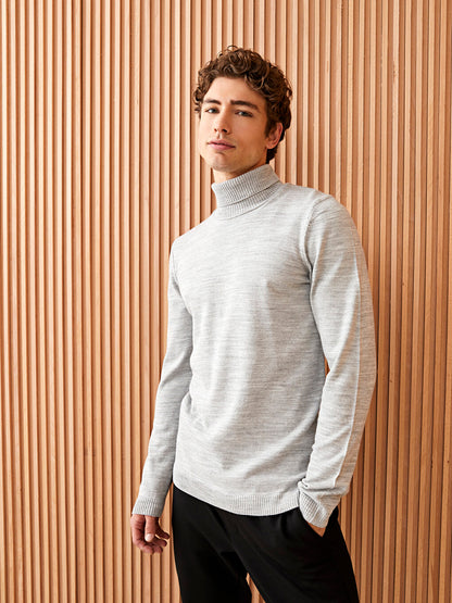 Turtleneck Long Sleeve Men's Knitwear Sweater