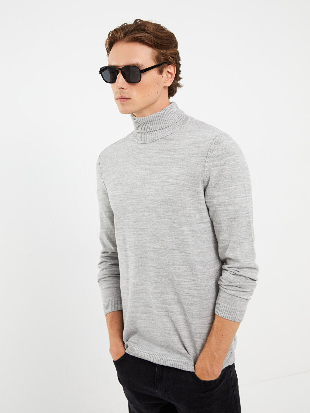 Turtleneck Long Sleeve Men's Knitwear Sweater