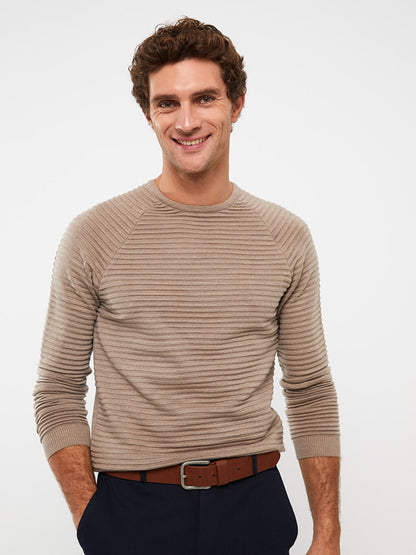 Crew Neck Long Sleeve Men's Knitwear Sweater