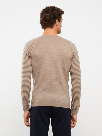 Crew Neck Long Sleeve Men's Knitwear Sweater