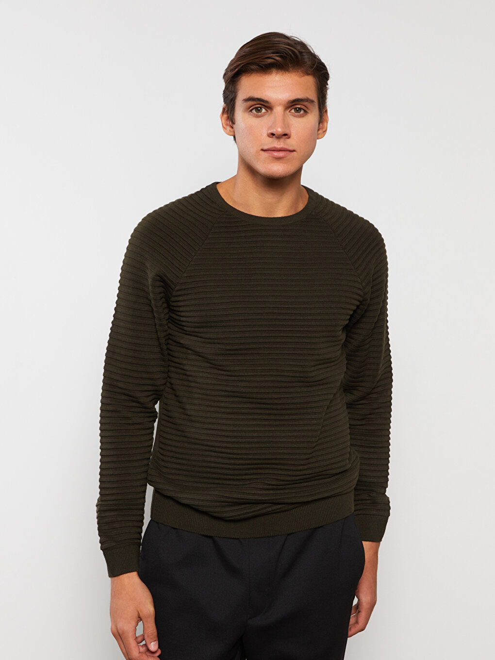 Crew Neck Long Sleeve Men's Knitwear Sweater