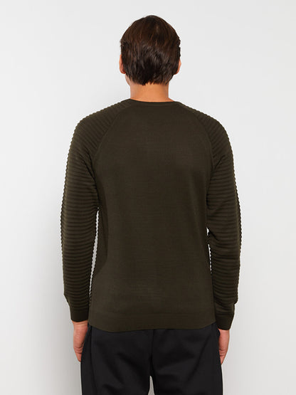 Crew Neck Long Sleeve Men's Knitwear Sweater