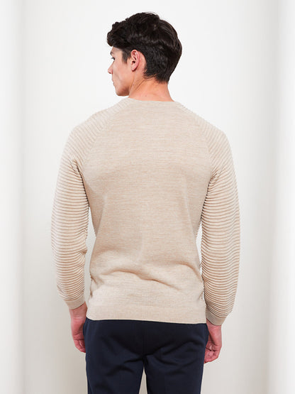 Crew Neck Long Sleeve Men's Knitwear Sweater