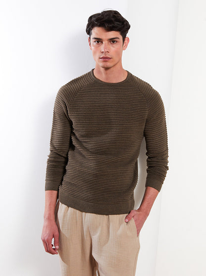 Crew Neck Long Sleeve Men's Knitwear Sweater