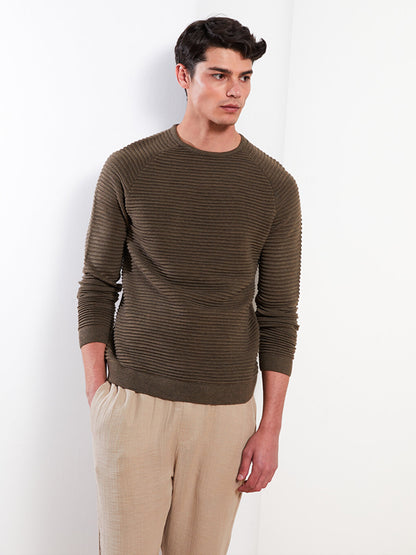 Crew Neck Long Sleeve Men's Knitwear Sweater