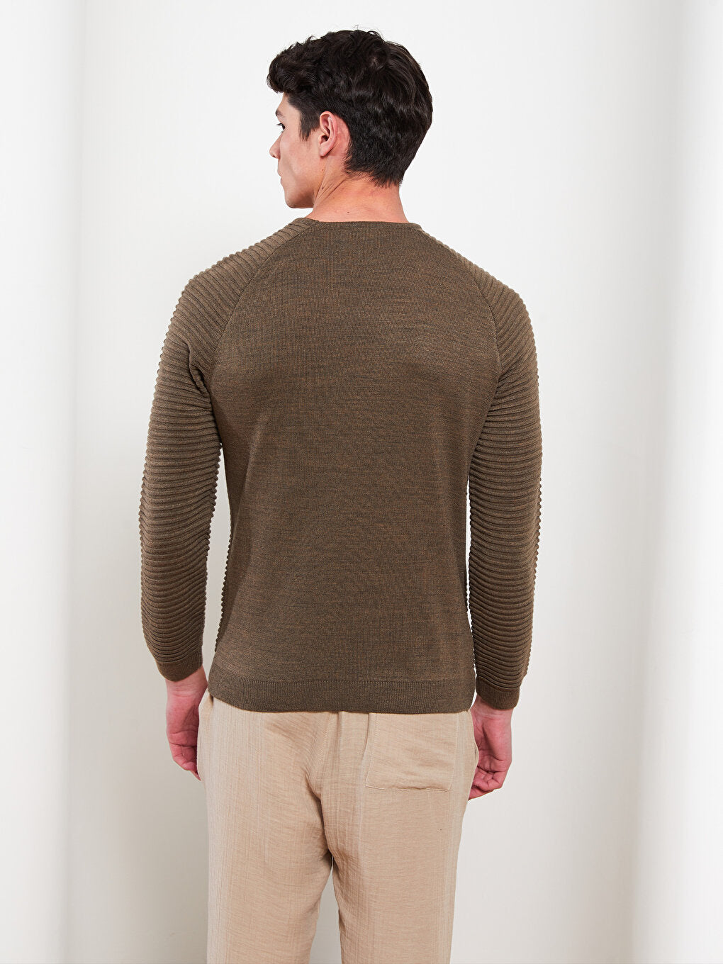 Crew Neck Long Sleeve Men's Knitwear Sweater