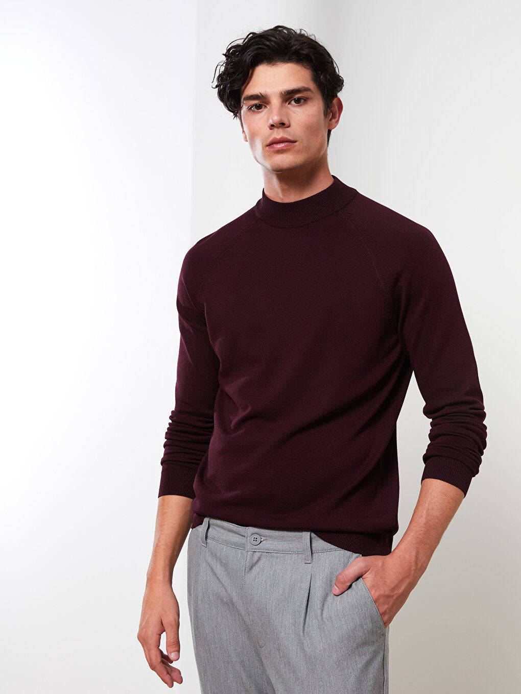 Half Turtleneck Long Sleeve Men's Knitwear Sweater