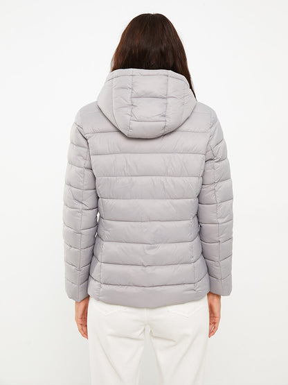 Hooded Plain Long Sleeve Women's Puffer Coat