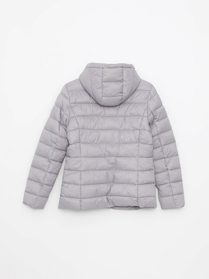 Hooded Plain Long Sleeve Women's Puffer Coat