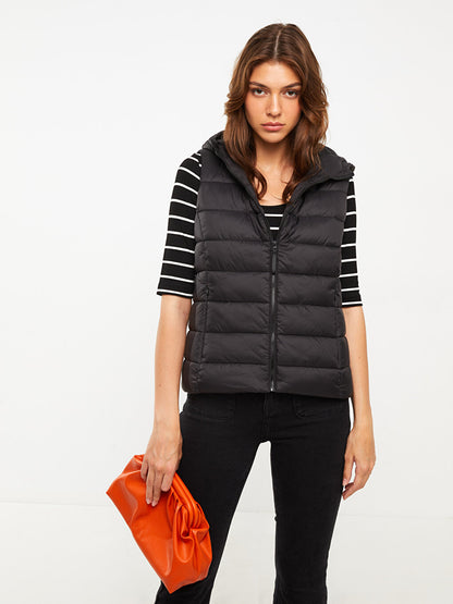 Women's Hooded Plain Puffer Vest