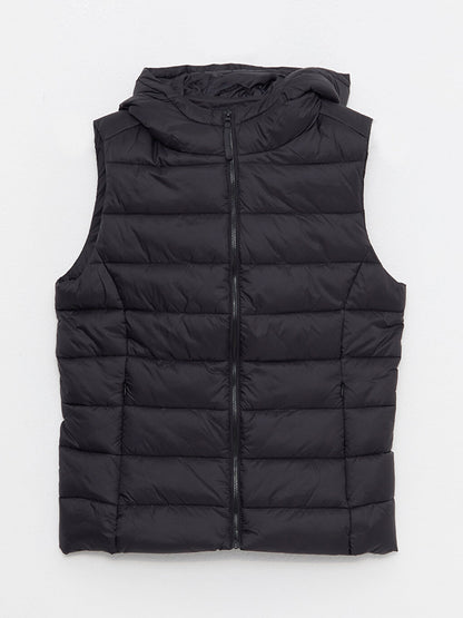 Women's Hooded Plain Puffer Vest